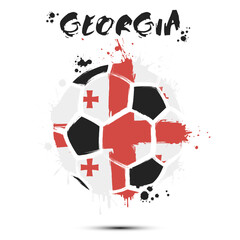 Abstract soccer ball with Georgia national flag colors. Flag of Georgia in the form of a soccer ball made on an isolated background. Football championship banner. Vector illustration