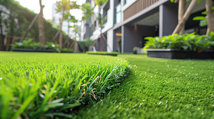 Artificial Lawn in Front of Office Building