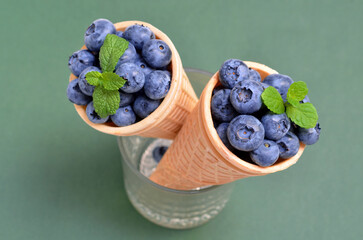 natural berry snack blueberries in a waffle cups