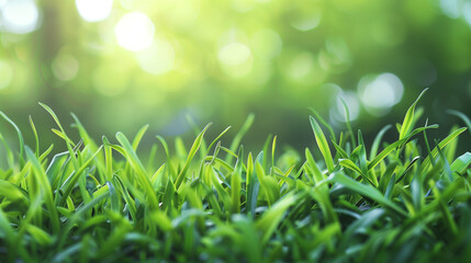 Obraz premium Fresh Spring Green Grass Field Close Up