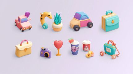 Obraz premium Creative icons set for a lifestyle blog, Playful and colorful designs, Each icon tells a story, engaging the audience