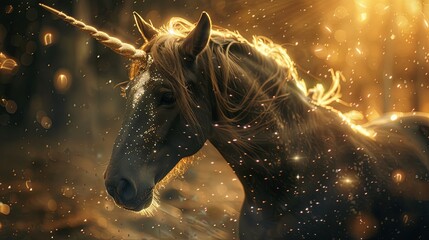 Unicorn magic horse with shining sparkle horn wallpaper background
