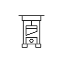  Guillotine icon. Minimalistic design of the historical execution device known for its use during the French Revolution, symbolizing capital punishment and legal history. Vector illustration 