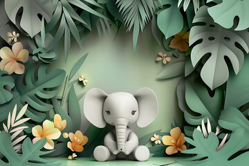 Jungle Safari and Child Photo Backdrop, Photoshop Overlay, Cake Smash, Tropical Theme Birthday and PNG Background

