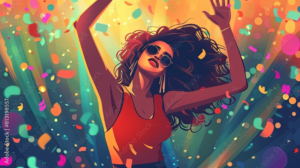 Wall mural Retro disco party girl concept drawing painting art wallpaper background