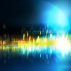 Decoration golden blue abstract background with blur effect