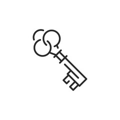Vintage skeleton key icon. Simple design representing security, access, and historical significance, commonly associated with antique locks and secret treasures. Vector illustration