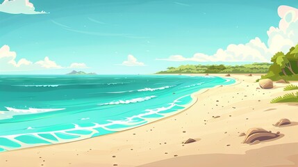 Seaside shore ocean resort concept drawing painting art wallpaper background
