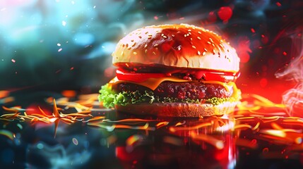 Fast food hamburger burger cheeseburger sandwich fresh fastfood menu restaurant decoration...