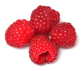 Raspberry macro isolated on white background
