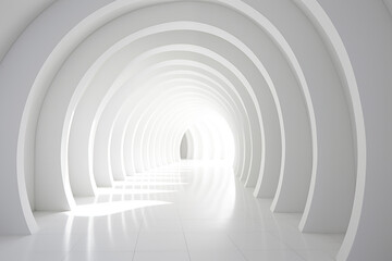 Arched white corridor with columns