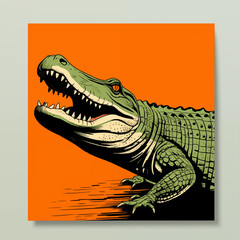 Crocodile illustration on a orange background