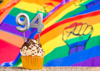 Birthday card with gay pride colors - Candle number 94