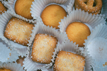 cakes with ingredients of flour, butter and sugar, cakes made without using yeast commonly called butter cookies