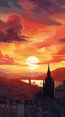 Fototapeta premium EDINBURGH background for social media, illustration