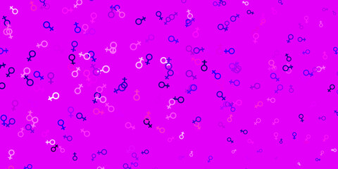 Light Purple, Pink vector background with woman symbols.