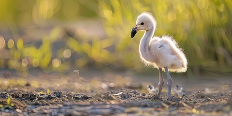 photo of cute baby flamingo 