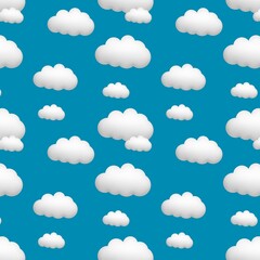 Cloud repeating pattern on blue background