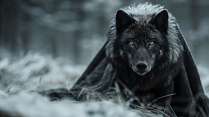 Wild Wolf, Fierce Predator in Mysterious Garb. Generative Ai