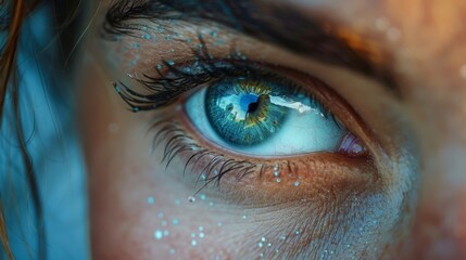 close-up of eyes reflecting various emotions such as sadness and anxiety, serving as a visual representation of mental health issues, illustrating psychology concepts