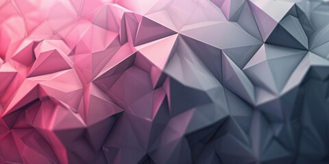 Fototapeta premium Gray magenta abstract background of low polygonal structures. Banner or screensaver for web design.