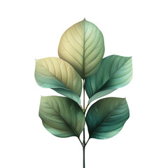 Artistic Green 3D Leaf Illustration on transparent Background
