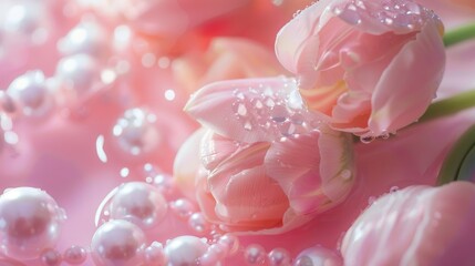 Pastel Pearl Pile, Close-up View of Beautiful Light Magenta Pink and White Pearls