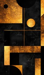 abstract geometric black and gold lines