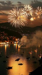 Obraz premium Brazil s independence day spectacular fireworks illuminate the night sky in a vibrant celebration