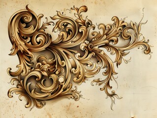 baroque filigree designs in browns and golds