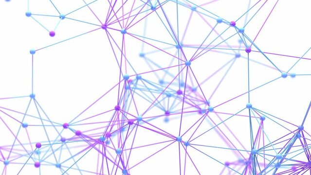 plexus network structure colorful background 3d animation. Can be used to represent a computer network artificial intelligence, big data cyber security chaos or a cybernetic constellation particles