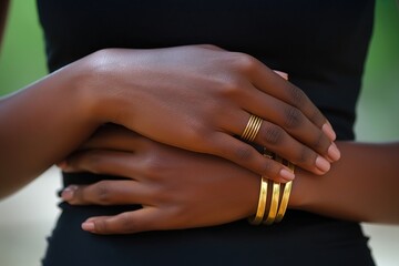 Close up of hands of an african american woman, manicure