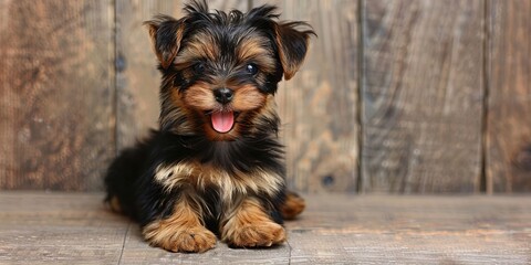 happy yorkshire terrier puppy