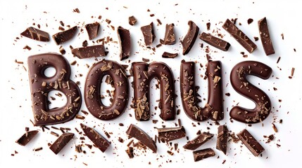 The word Bonus created in Chocolate Typography.