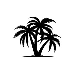 Palm tree black coconut icon. Palmetto beach black summer palm tree hawaii vector icon.