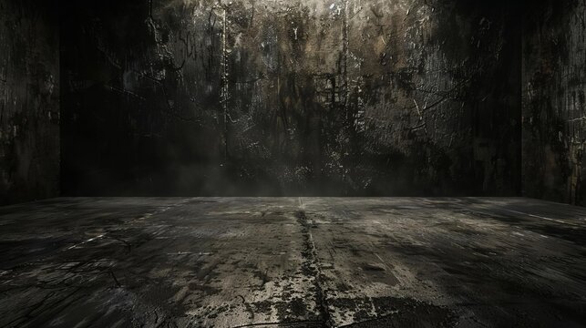 gritty concrete floor in a dark empty room creating a dramatic atmosphere for events exhibitions or halloween decor abstract texture
