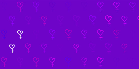 Light Pink vector background with woman symbols.