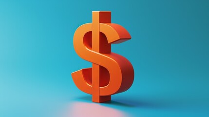 Fototapeta premium A red dollar sign is on a blue background