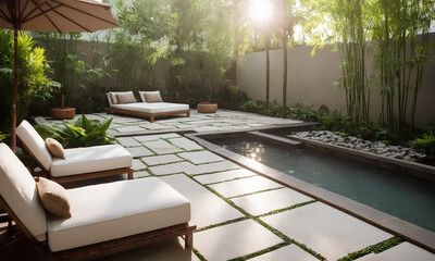 Tranquil Zen Garden Patio: Embracing Sunlight and Serenity