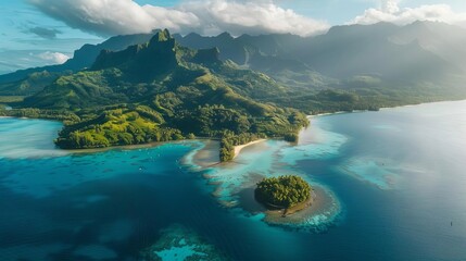 serene tropical paradise of french polynesias tahiti island a south pacific gem with turquoise waters and lush landscapes