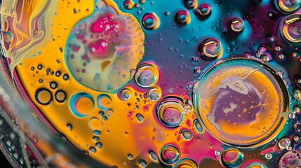 A colorful swirl of water with many small bubbles