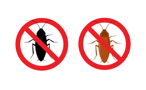 Cockroach anti bug insect vector sign. Fumigation cockroach control illustration logo design