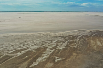 Saline lagoon in Pampas Landscape, La Pampa Province, Patagonia, Argentina.