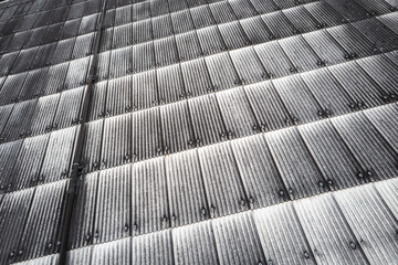 12 May 2024. Elgin,Moray,Scotland. This is Asbestos corrugated panels on the exterior wall of a premises in Elgin.