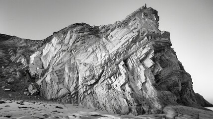 A large rock formation with a small hill in the background - Powered by Adobe