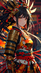 Female anime character samurai style.