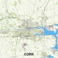 Cork, Ireland map poster art