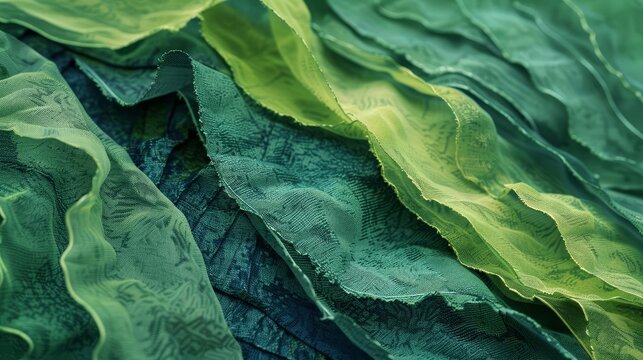 sustainable fashion concept abstract green texture background with recycled fabrics environmental conservation digital illustration