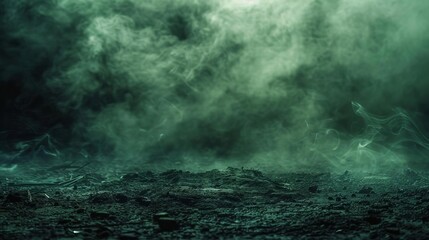 toxic green smoke on dark ground bad smell and pollution concept abstract photography