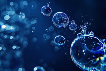 abstract water bubbles on dark blue background ethereal and dreamy artistic composition digital art